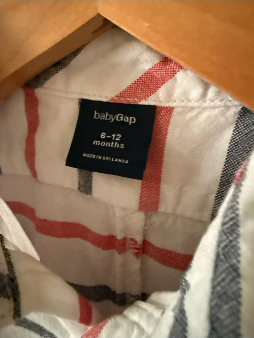 GAP White Romper with Red and Navy Stripes